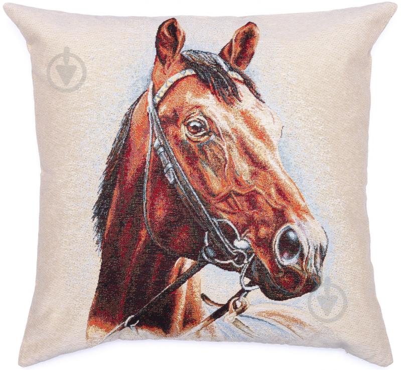 Наволочка декоративна Lefard Кінь 47x47 см бежевий із малюнком Home Textile - фото 1 Наволочка декоративна Lefard Кінь 47x47 см бежевий із малюнком Home Textile - фото 1