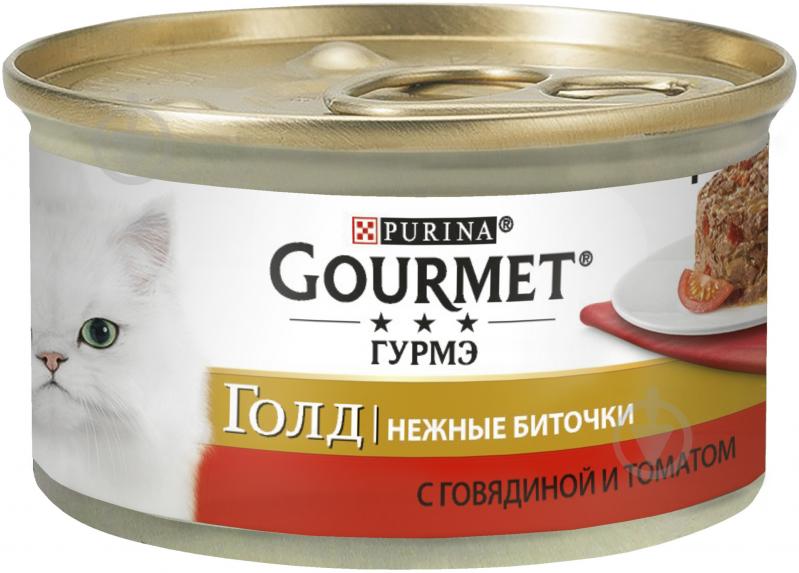 Корм Gourmet Gold нежные биточки с говядиной и томатом 85 г - фото 1