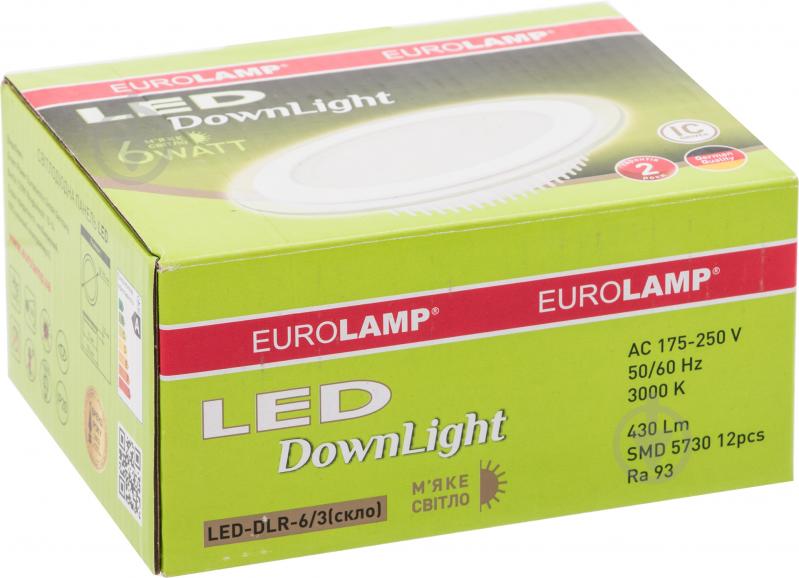 Светильник точечный Eurolamp DOWNLIGHT 3000 К белый LED-DLR-6/3(скло) - фото 4