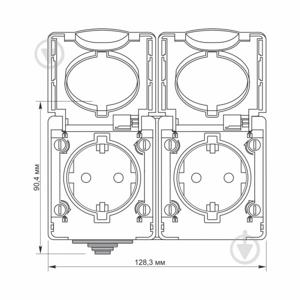 Розетка подвійна із заземленням Videx Binera IP65 сірий VF-BNW22G-G - фото 3