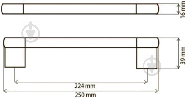 Мебельная ручка скоба DC UA 06/COO/08 224 мм матовый хром - фото 3