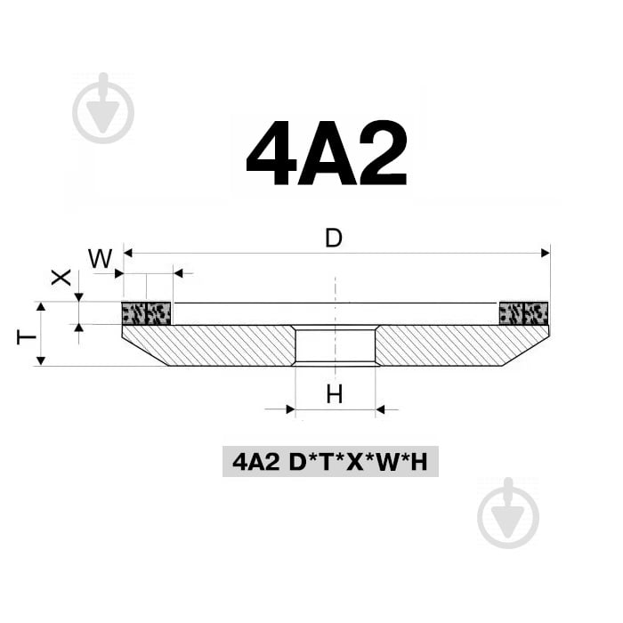 Круг шлифовальный PDT 4А2 125х18х6х5(2,5+2,5)х32 D126/D46 В9-00 ПРЕМИУМ 9L3153 - фото 3