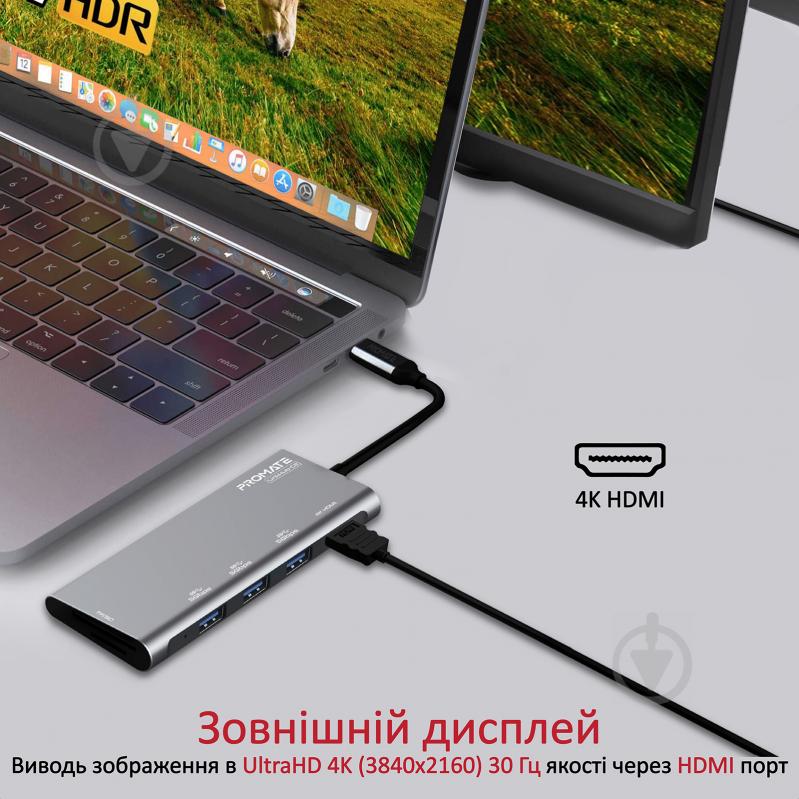 USB-хаб Promate LinkHub-C2 HDMI/3xUSB 3.0/SD/MicroSD - фото 3