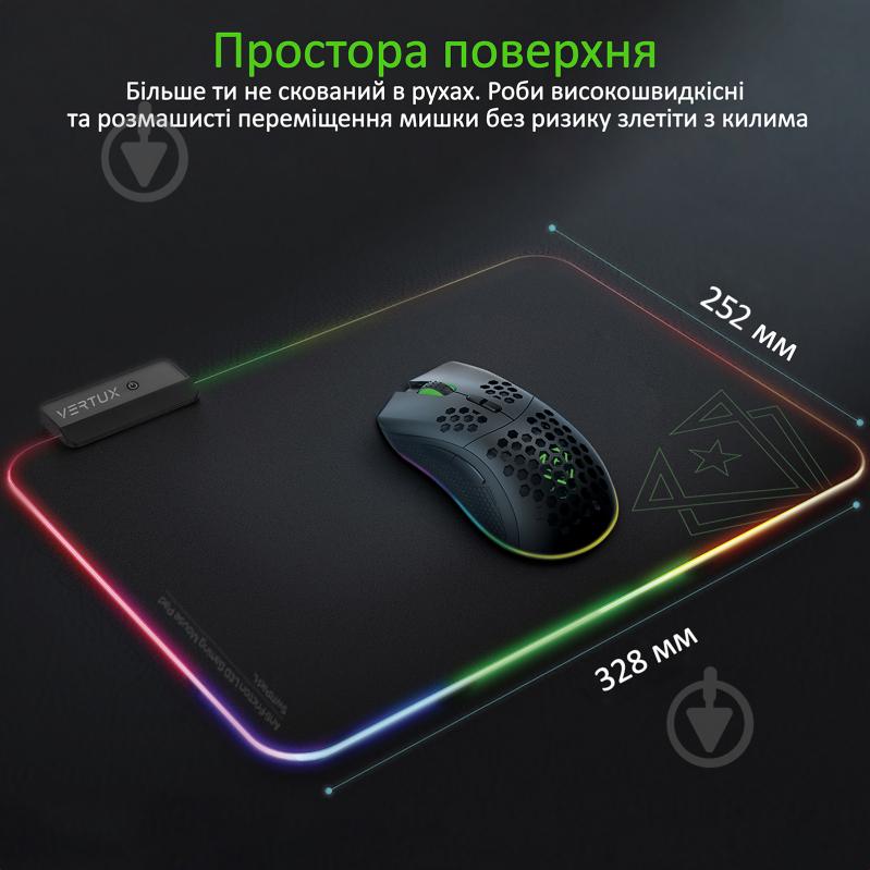 Килимок для миші Vertux SwiftPad-L Black (swiftpad-l.black) - фото 3