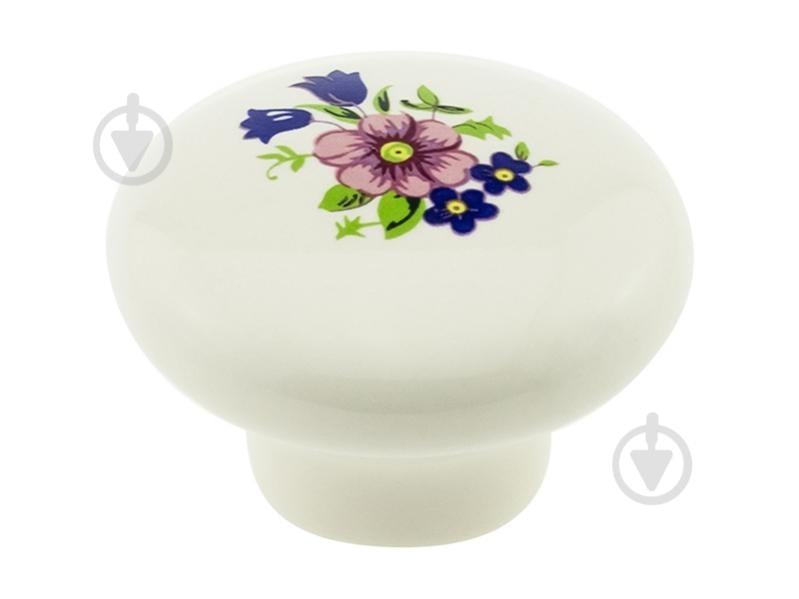 Мебельная ручка кнопка DC DG 20 10/MLK розовый цветок на одно отверстие мм белый - фото 1