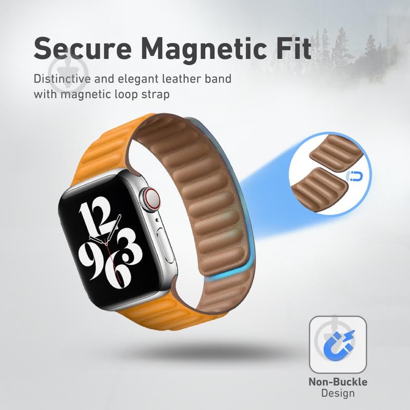 Ремінець Promate Maglet-44 для Apple Watch 42-44 мм 1/2/3/4/5/6/SE orange maglet-44.californiapoppy - фото 3