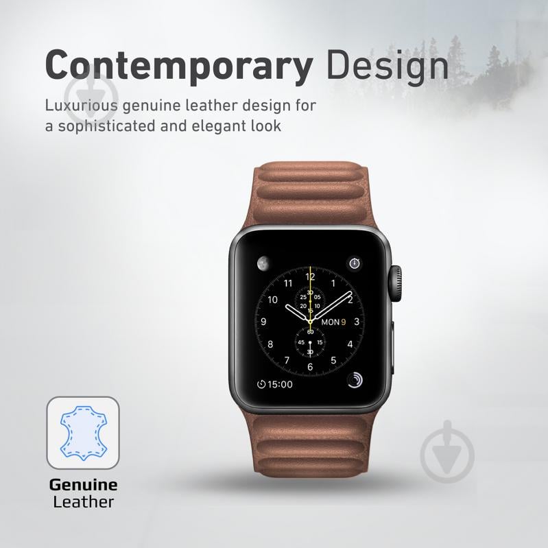 Ремінець Promate Maglet-44 для Apple Watch 42-44 мм 1/2/3/4/5/6/SE brown maglet-44.brown - фото 2