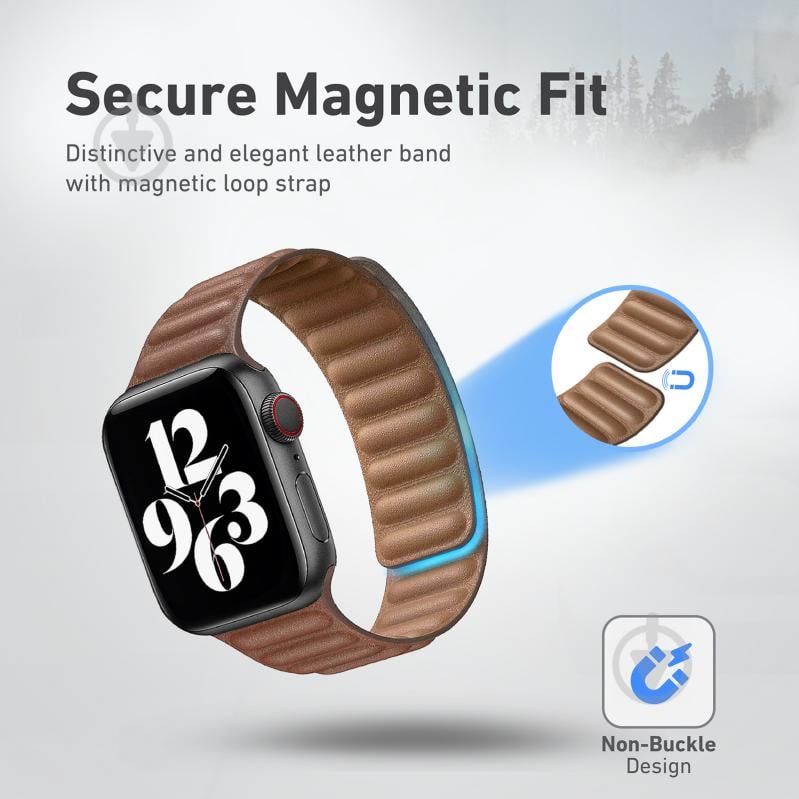 Ремінець Promate Maglet-44 для Apple Watch 42-44 мм 1/2/3/4/5/6/SE brown maglet-44.brown - фото 3