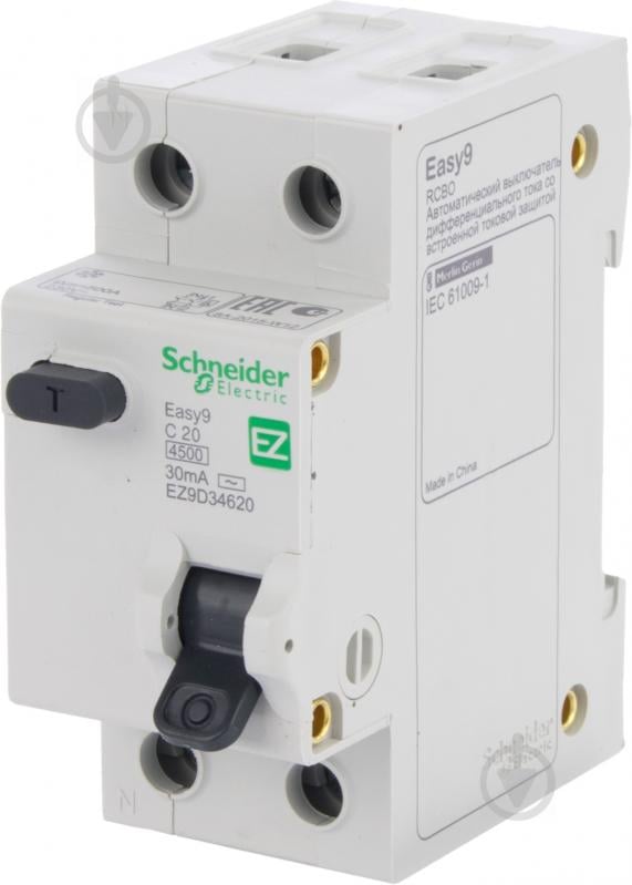 Дифференциальный автомат Schneider Electric 1Р+N 20 А 30 мА С АС EZ9D34620 - фото 1