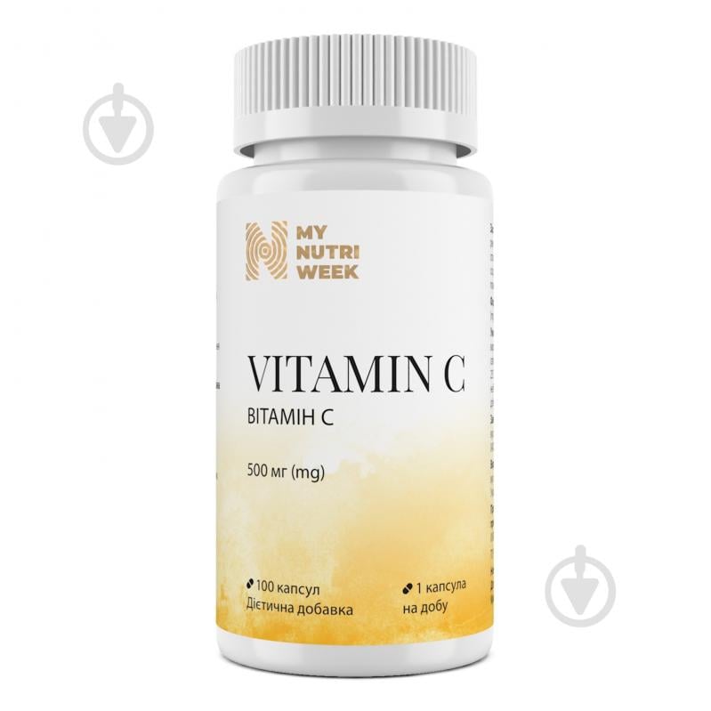 Витамины My Nutri Week Vitamin C 560 мг 100 кап 100 шт./уп. 300 г - фото 1 Витамины My Nutri Week Vitamin C 560 мг 100 кап 100 шт./уп. 300 г - фото 1