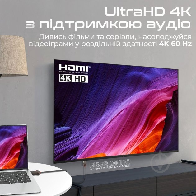 Кабель Promate ProLink4K60-15M HDMI to HDMI v2.0 UHD 15 м чорний (prolink4k60-15m) - фото 2