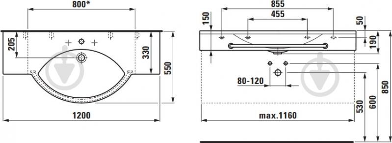 Умывальник Laufen Palace 1251.3 - фото 2