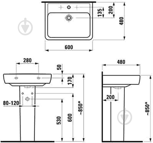 Умывальник Laufen Pro 1895.2 - фото 2