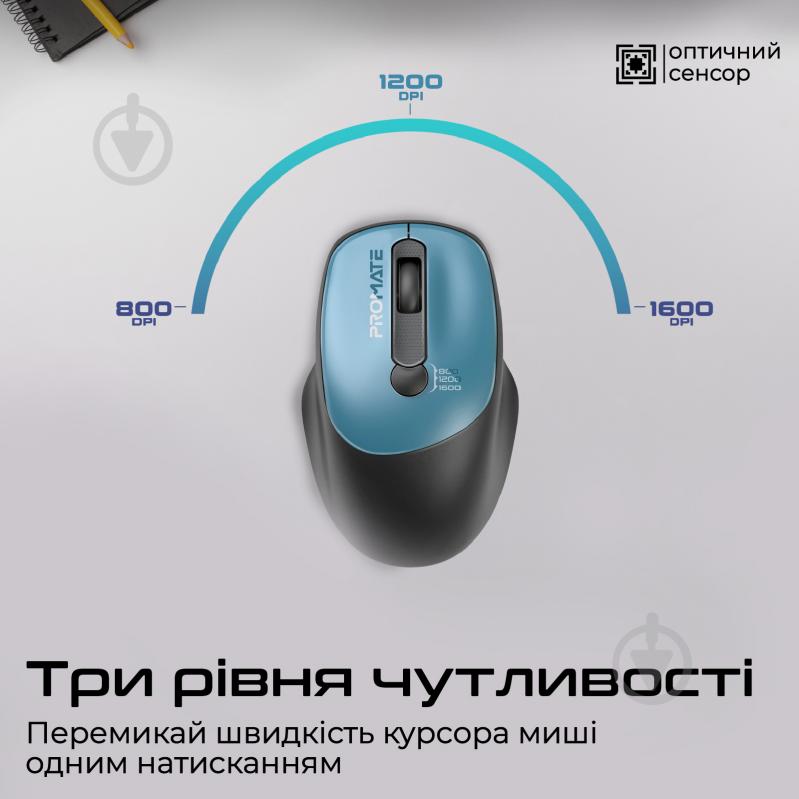 Миша Promate UniGlide Wireless blue (uniglide.blue) - фото 3