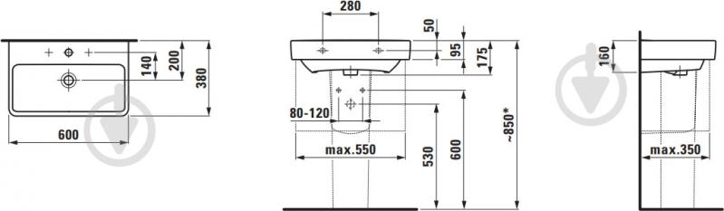 Умывальник Laufen Pro 1895.9 - фото 2