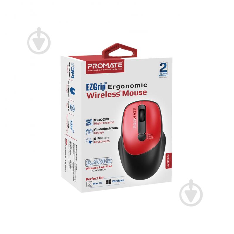 Мышь Promate UniGlide Wireless red (uniglide.red) - фото 9