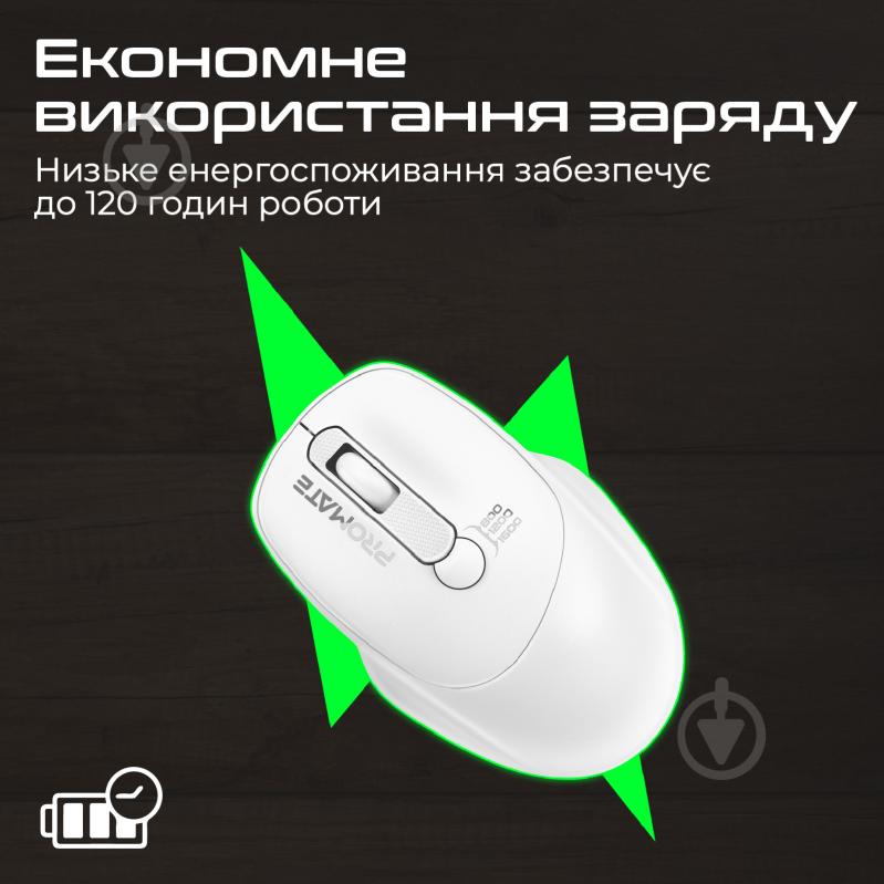 Мышь Promate UniGlide Wireless white (uniglide.white) - фото 5