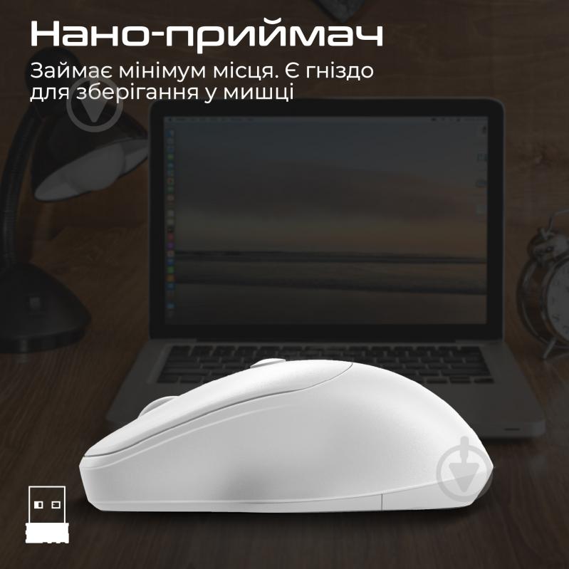 Мышь Promate UniGlide Wireless white (uniglide.white) - фото 7