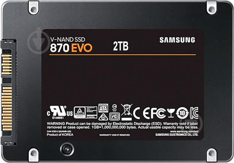 SSD-накопичувач Samsung 870 EVO 2000GB 2,5" SATA III MLC (MZ-77E2T0BW) - фото 2