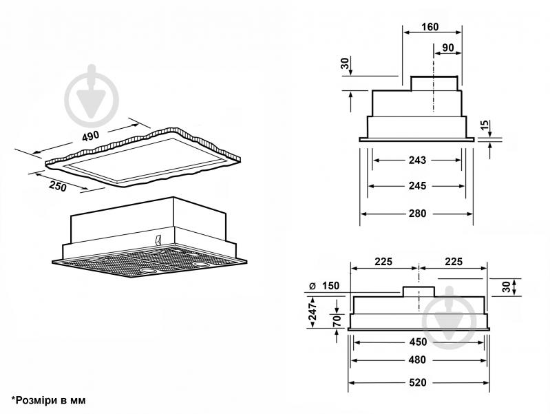 Вытяжка Interline Line BL A/60 GL/PB - фото 10