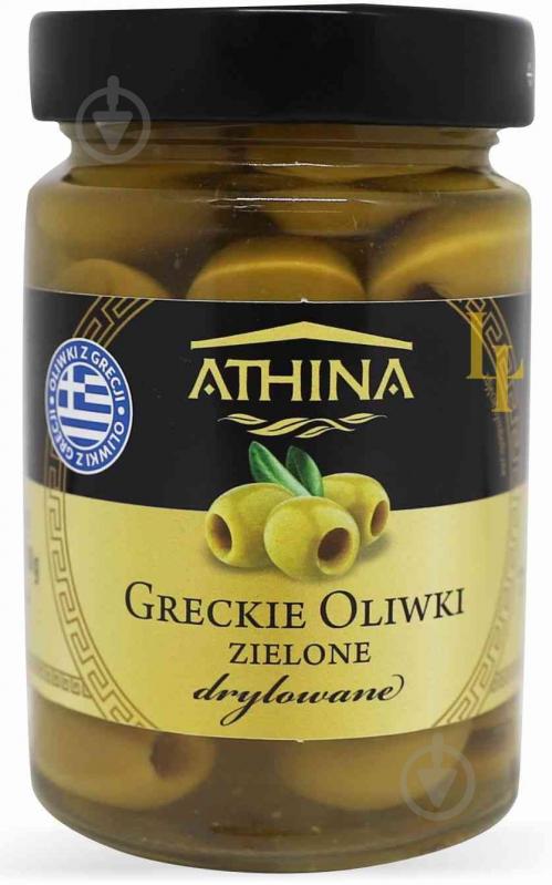 Оливки ATHINA Грецькі зелені без кісточки 300г - фото 1