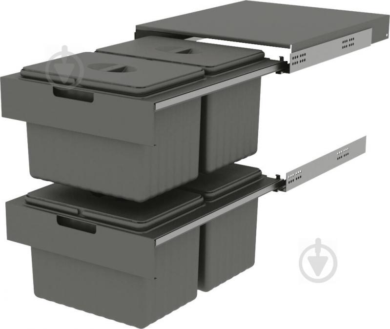 Смітник висувний Siderplast 450 мм pull out Hettich Quadra Q-931NMH/2-12 12 л антрацит - фото 1