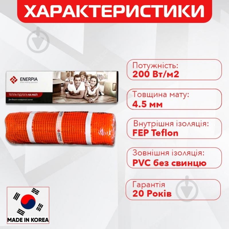 Нагрівальний мат Enerpia DW-20W 1200Вт 6м2 + Castle AC8400Н-B Терморегулятор програмований - фото 3 Нагрівальний мат Enerpia DW-20W 1200Вт 6м2 + Castle AC8400Н-B Терморегулятор програмований - фото 3