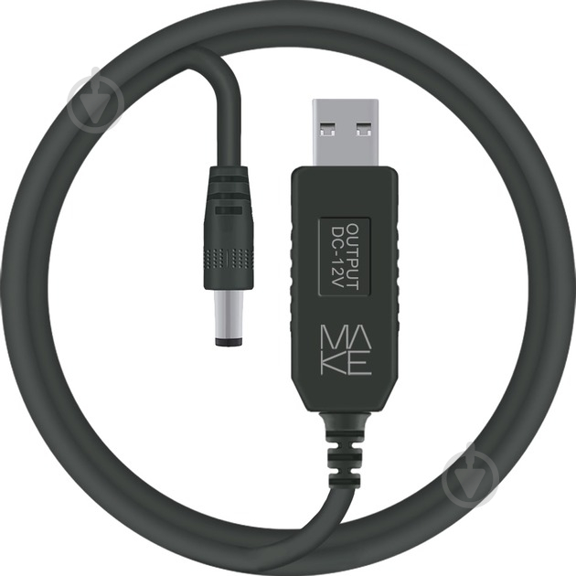 Кабель Make USB to DC 12V 1 м чорний (MCB-DP2BK) - фото 1