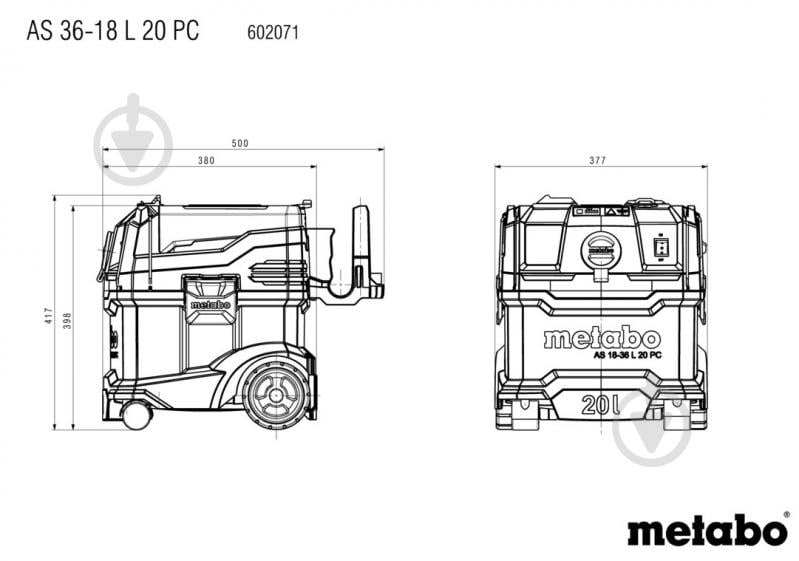Пилосос Metabo AS 36-18 L 20 PC 602071850 - фото 7 Пилосос Metabo AS 36-18 L 20 PC 602071850 - фото 7