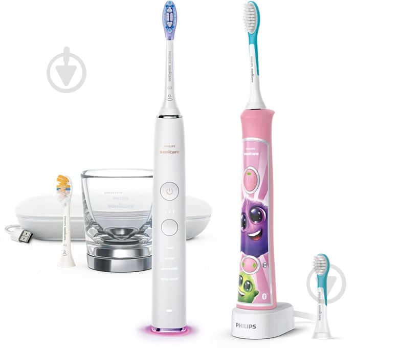 Зубна щітка Philips Sonicare Diamond Clean Smart 9400 Sonicare Diamond Clean HX9917/88 + HX6352/42 - фото 1 Зубна щітка Philips Sonicare Diamond Clean Smart 9400 Sonicare Diamond Clean HX9917/88 + HX6352/42 - фото 1
