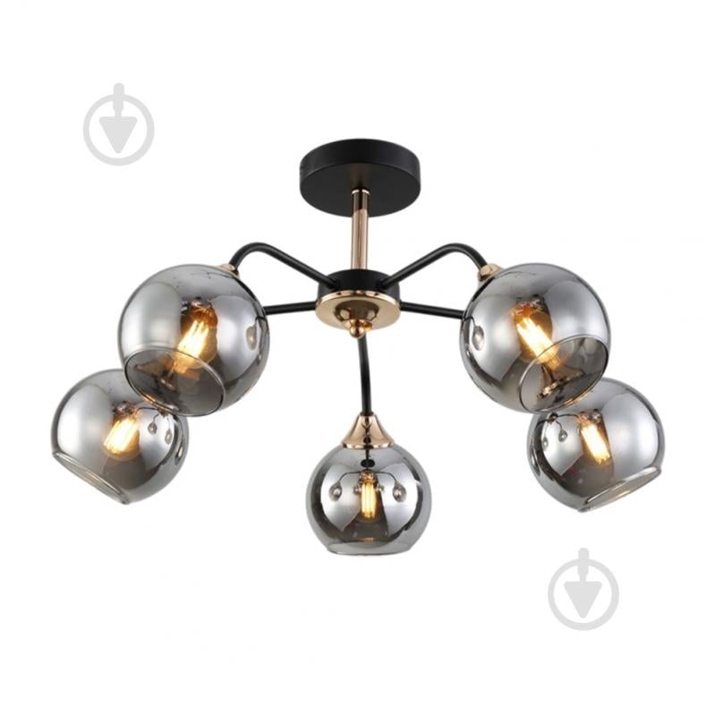 Люстра потолочная WunderLicht Casa 5x60 Вт Е27 черный с золотом KK5828-45 - фото 1