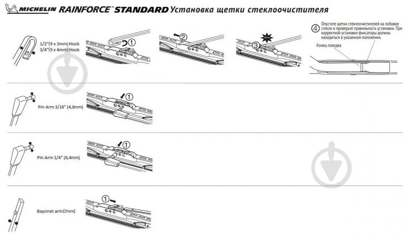 Щітка склоочисника Michelin Rainforce Traditional 14" 350 мм 1 шт. - фото 5