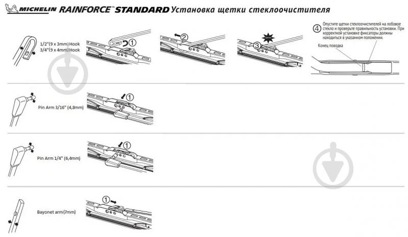 Щітка склоочисника Michelin Rainforce Traditional 15" 380 мм 1 шт. - фото 5