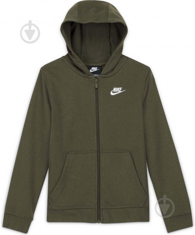 Толстовка Nike B NSW FT CLUB FZ DD1698-326 оливковый - фото 1