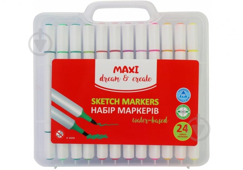 Набор двухсторонних скетч маркеров Maxi 24 кольори MX15254 - фото 1