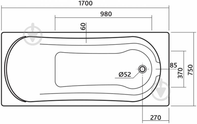 Ванна акриловая Kolo Comfort XWP3070000 170х75 см - фото 3