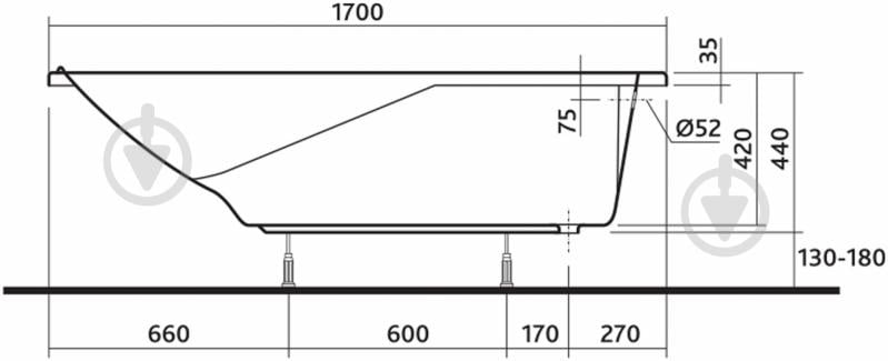 Ванна акриловая Kolo Comfort XWP3070000 170х75 см - фото 4