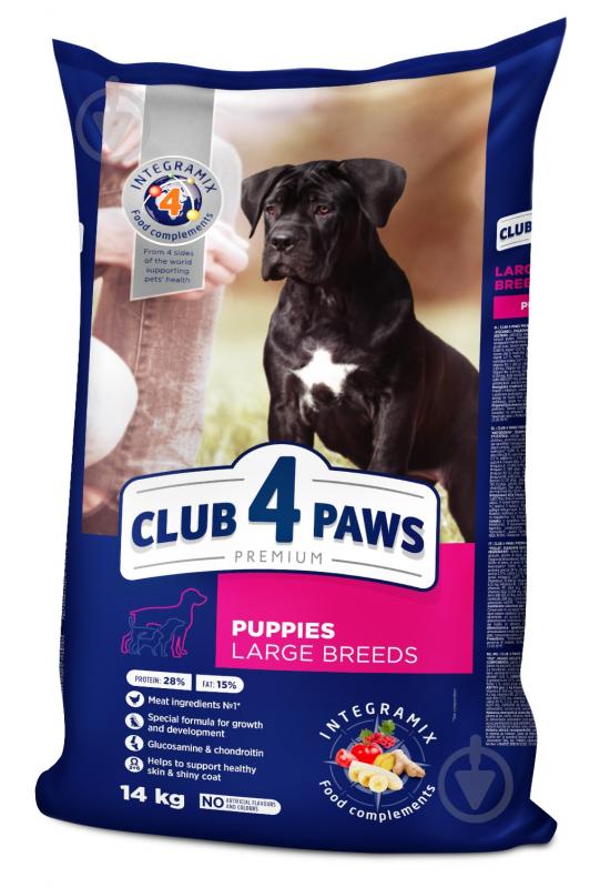 Корм для великих порід Club 4 Paws для цуценят великих порід курка 14 кг 14 кг - фото 1