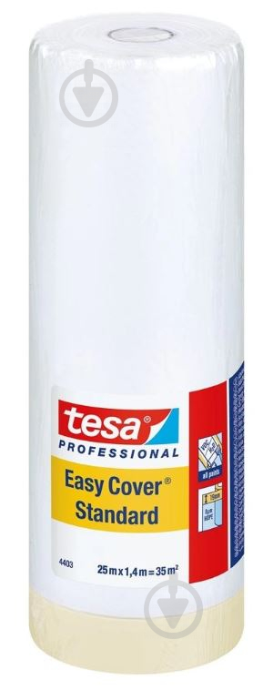 Пленка защитная с малярной лентой tesa easy cover standard 1400 мм x 25 м - фото 1