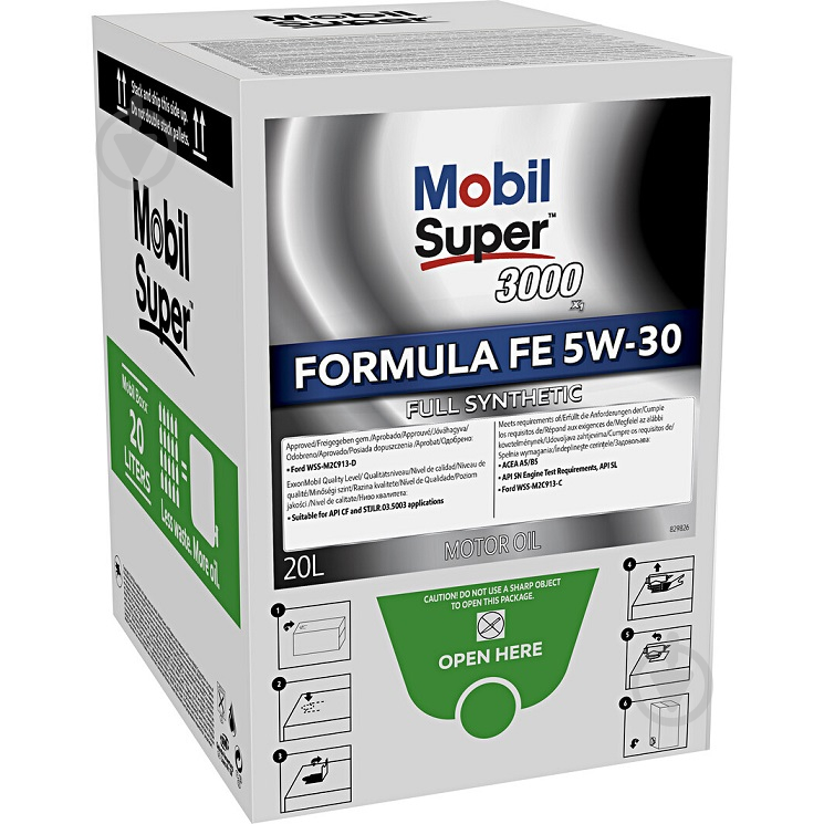 Моторне мастило Mobil SUPER 3000 X1 FORMULA-FE BAG-IN-BOX 5W-30 20 л (153735) - фото 1