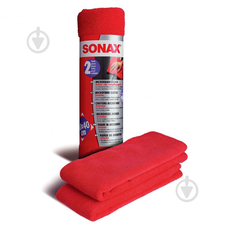 Набір серветок з мікрофібри для кузова 40х40 см SONAX Microfibre Cloths Outside 2 шт. - фото 2