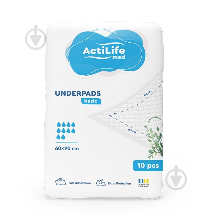 Пеленки одноразовые ActiLife Med Basic 10 шт. 60х90 см белый - фото 1 Пеленки одноразовые ActiLife Med Basic 10 шт. 60х90 см белый - фото 1