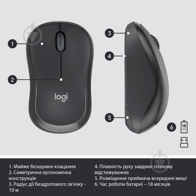 Комплект клавіатура та миша Logitech MK295 Silent Wireless 920-009807 - фото 4