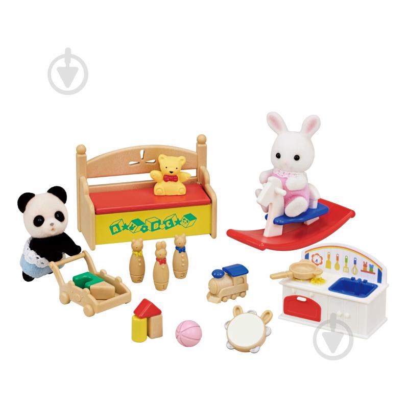 Фигурка коллекционная Sylvanian Families Детская игровая комната с пандой и кроликом 5709 - фото 5