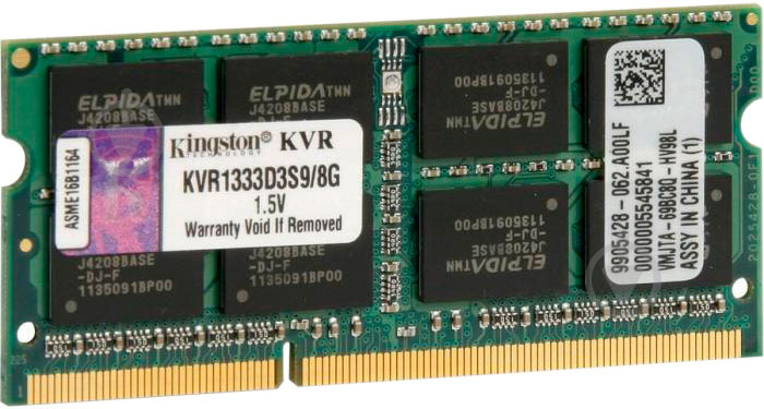 Оперативна пам'ять Kingston SODIMM DDR3 8 GB (1x8GB) 1333 MHz (KVR1333D3S9/8G) - фото 1