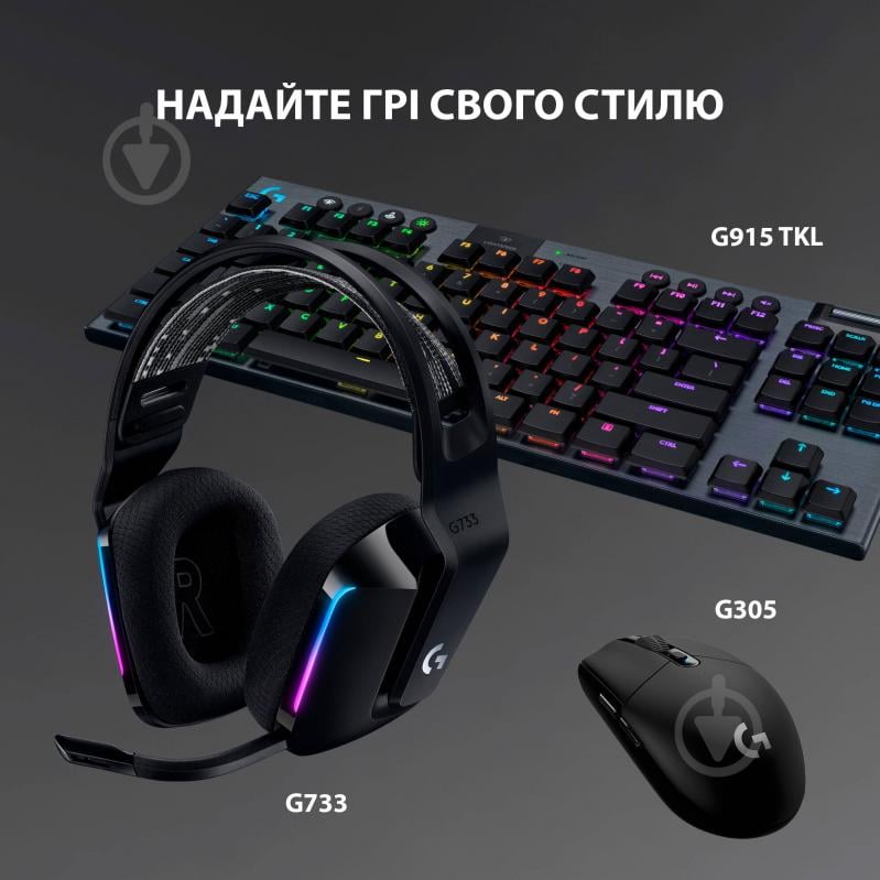 Гарнітура ігрова Logitech G733 LIGHTSPEED Wireless RGB Gaming Headset black (981-000864) - фото 8