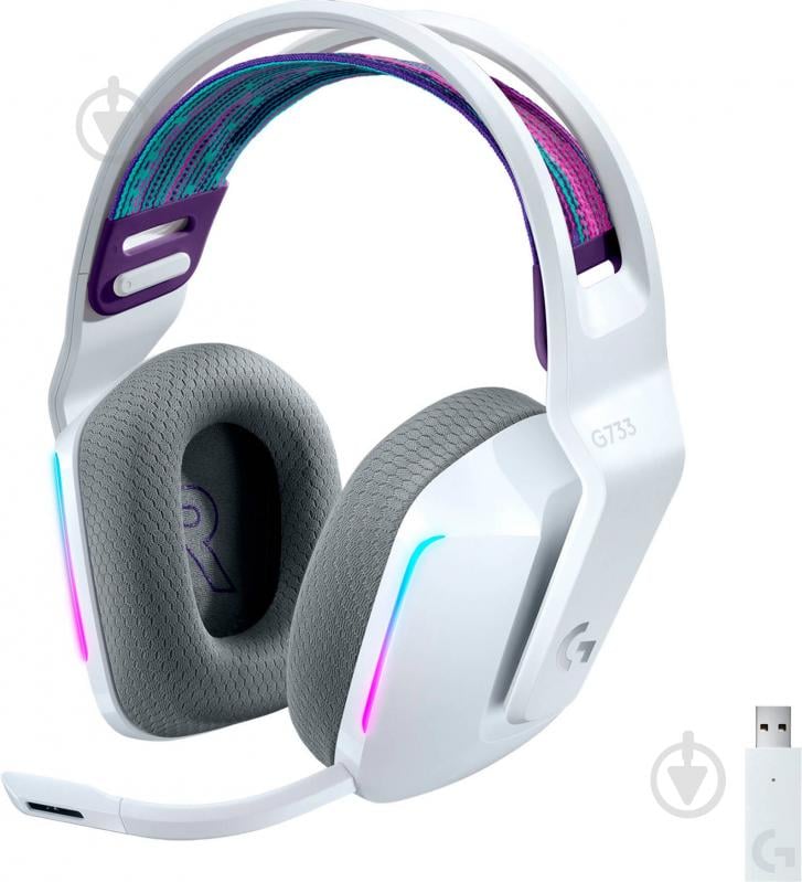 Гарнитура игровая Logitech G733 LIGHTSPEED Wireless RGB Gaming Headset white (981-000883) - фото 1