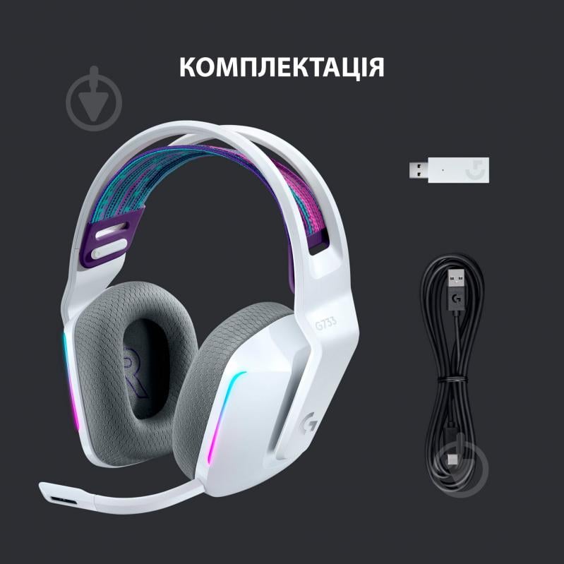 Гарнитура игровая Logitech G733 LIGHTSPEED Wireless RGB Gaming Headset white (981-000883) - фото 6