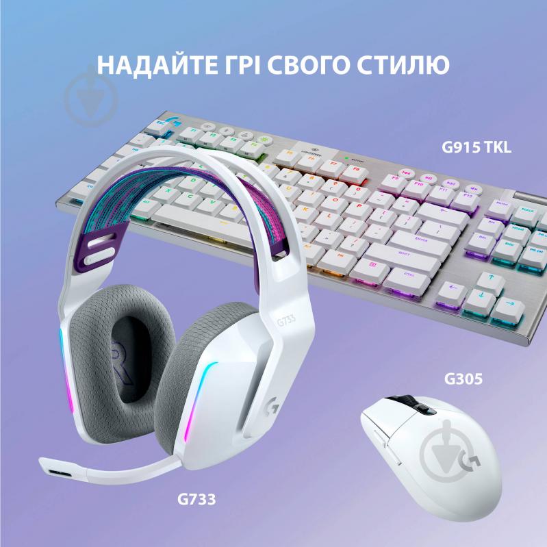 Гарнитура игровая Logitech G733 LIGHTSPEED Wireless RGB Gaming Headset white (981-000883) - фото 8