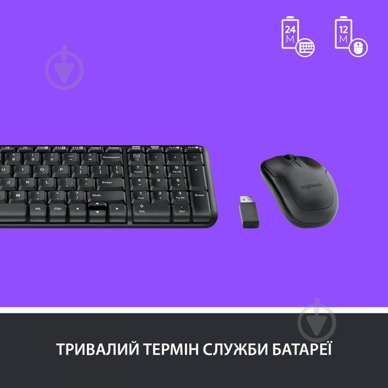 Комплект клавиатура + мышь Logitech Wireless Combo MK220 black (920-003169) - фото 5